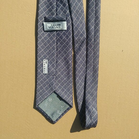 Vintage Versace handmade Italy 100% silk blue grey windowpane pla… - Picture 3 of 14